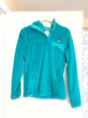 Patagonia Teal Girls' Snap-Neck Fleece Pullover